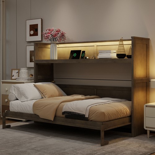 Murphy bed farmhouse gray wash - farmhouse,