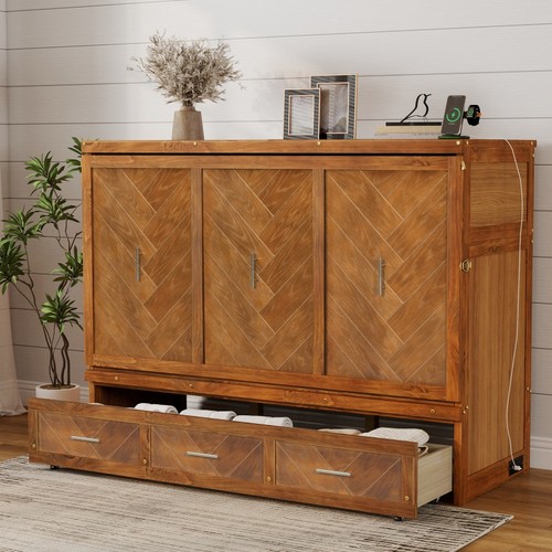 Queen size murphy bed pine - size,