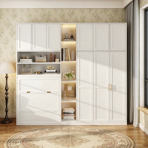 Murphy bed modern white - white, twin
