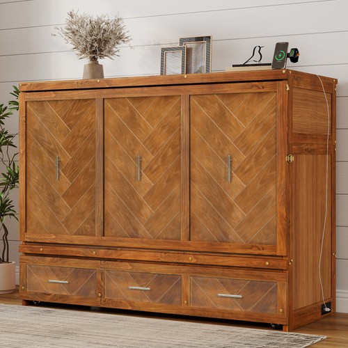 Queen size murphy bed pine - size,