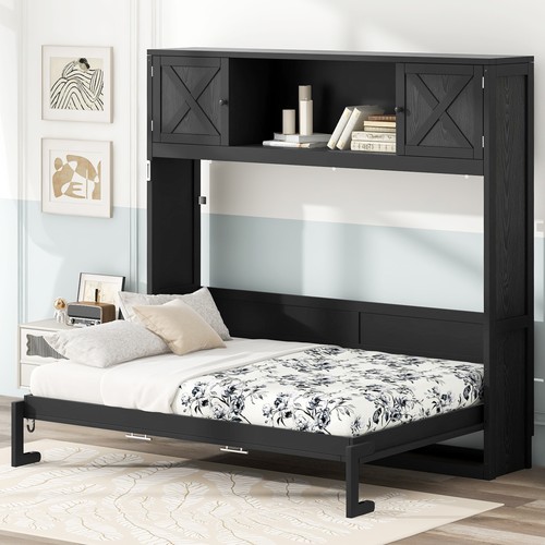 Full murphy bed rustic black - full,