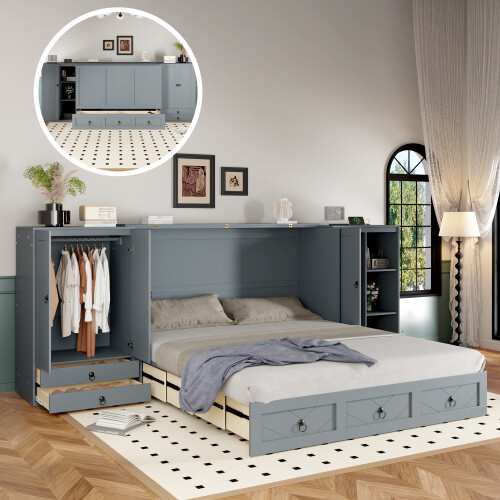 Queen size murphy wall - size, bed