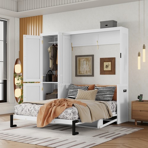 Queen size murphy bed wood - murphy,