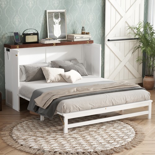 Queen murphy bed white usb - bed,